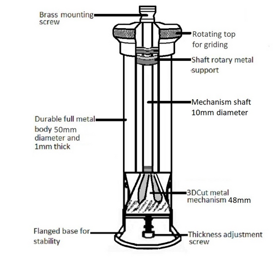 Chef's Brass Pepper Mill 8"