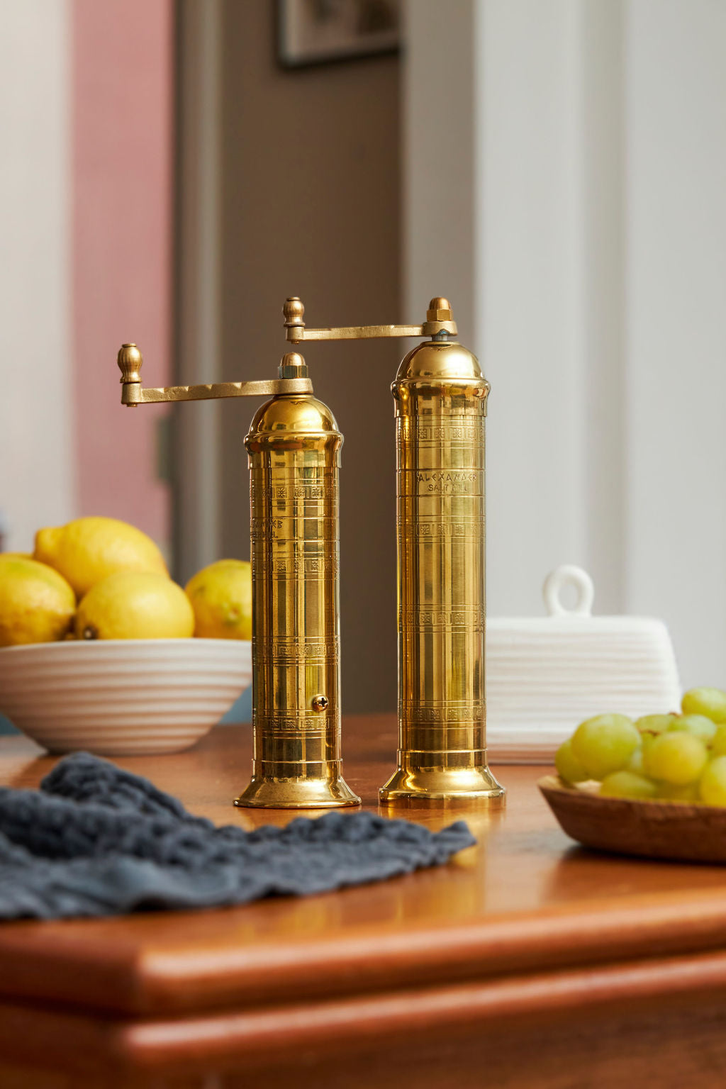 Alexander (Atlas) Brass Salt and Pepper Mills, Set of 2