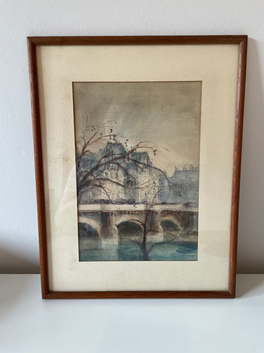 Vintage French Aquarelle Painting