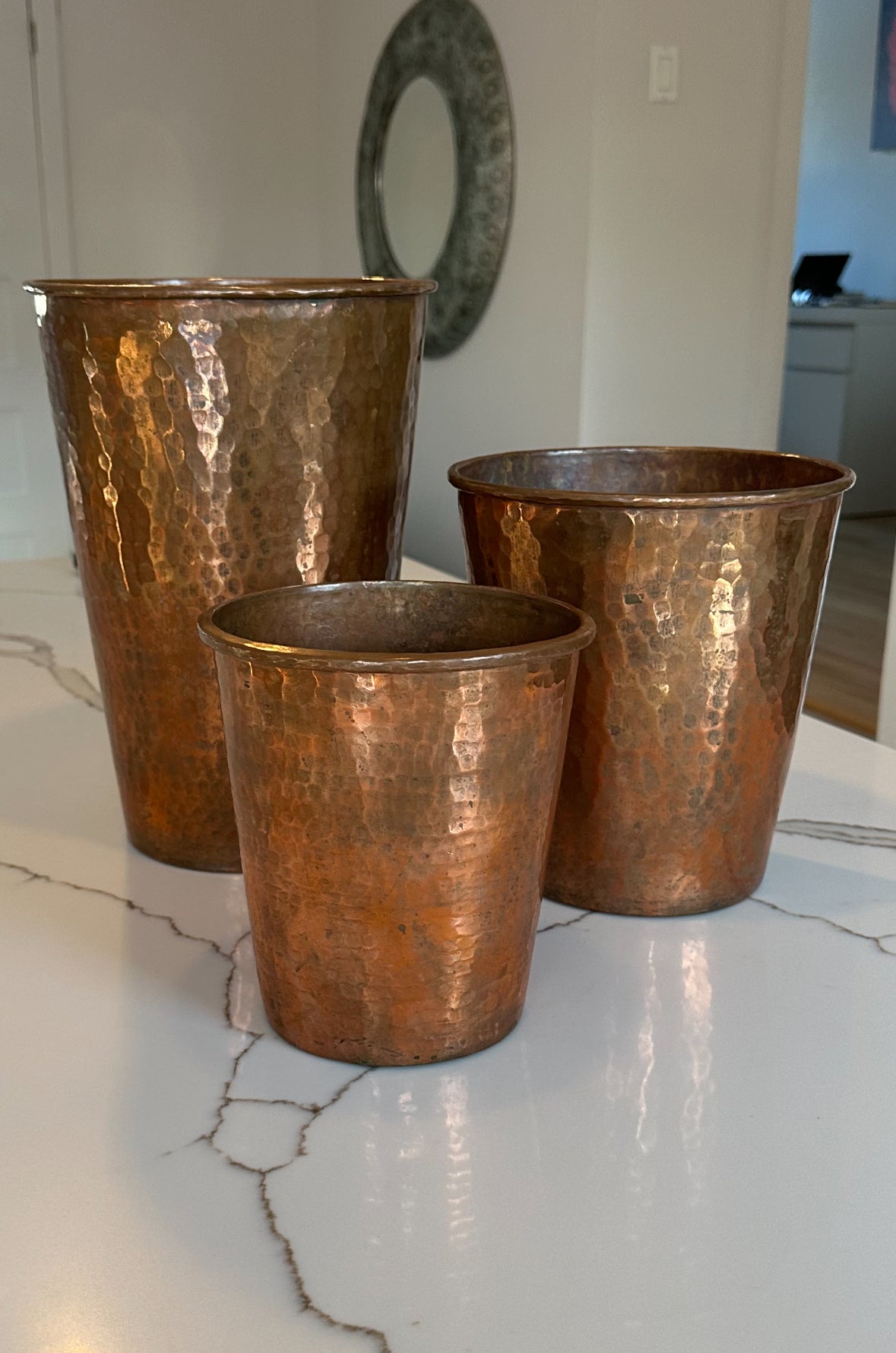 Vintage Copper Planters Set