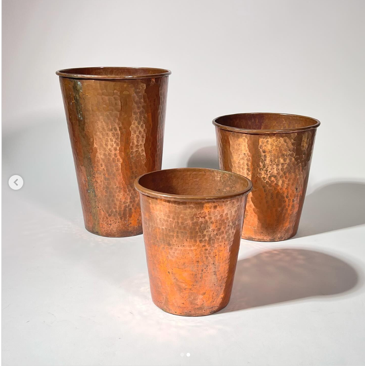 Vintage Copper Vase Trio Set