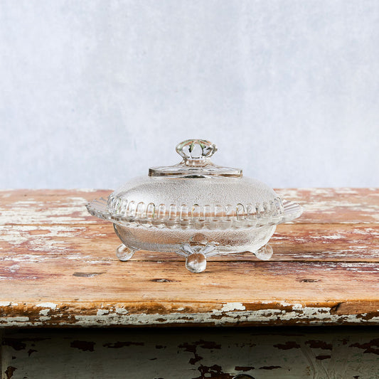 Vintage French Glass Butter Dish