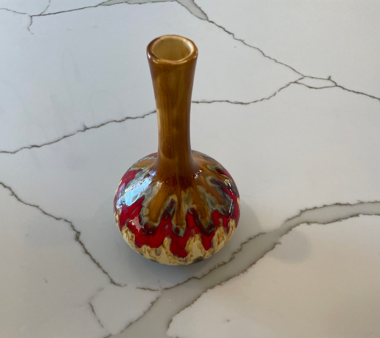 Vintage Glass Vase Rouge et Jaune